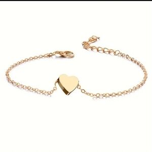 14K Gold Plated Minimalist Gold Heart Adjustable‎ Pendant Anklet or Bracelet